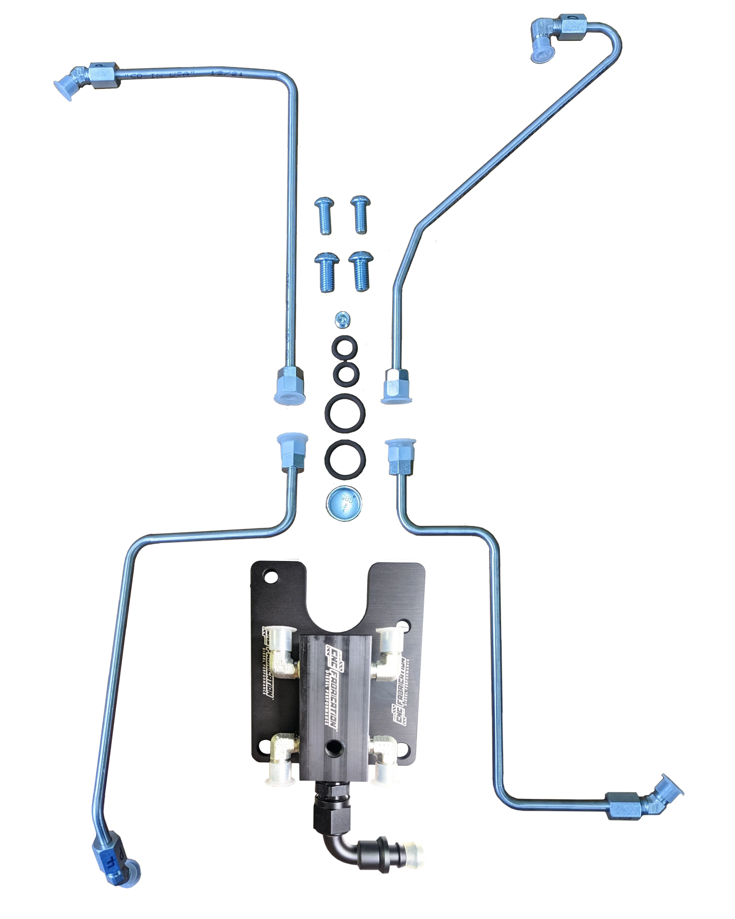 CNC Fab 1994.5-1998.5 7.3L CNC Fab 4-Line Feed Valley Mount Fuel Line Kit - 42201X